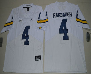 Michigan Wolverines #4 Jim Harbaugh White Stitched NCAA Brand Jordan College Football Elite Jersey