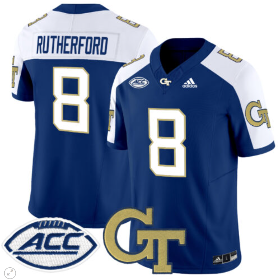 Malik Rutherford Jersey #8 Georgia Tech Yellow Jackets Vapor Limited Football Navy Alternate