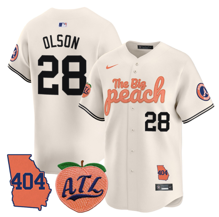 Matt Olson Jersey #28 Atlanta Braves 404 & The Big Peach Premier Limited Stitched Cream