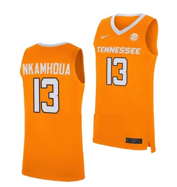 Men's #21 Olivier Nkamhoua Jersey Tennessee Volunteers College Basketball Jerseys Orange