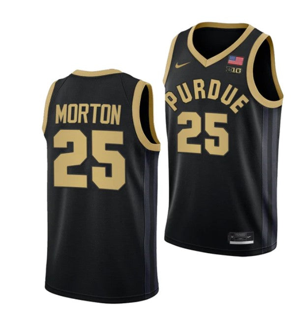 Men's #25 Ethan Morton Jersey Purdue Boilermakers College Basketball Jerseys Black