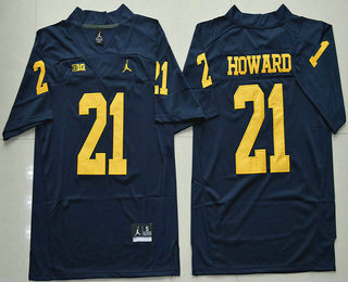 Michigan Wolverines #21 Desmond Howard Navy Blue Stitched NCAA Brand Jordan College Football Jersey