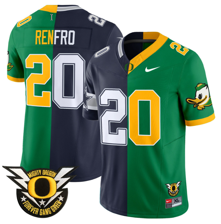 Mel Renfro Jersey #20 Oregon Ducks Split Vapor Limited Football Stitched