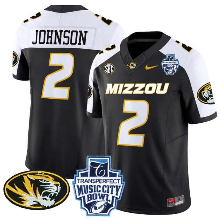 Marquis Johnson Jersey #2 Missouri Tigers 2024 Music City Bowl Black Alternate