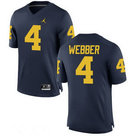 Michigan Wolverines #4 Chirs Webber Retired Navy Blue Stitched College Football Brand Jordan NCAA Jersey