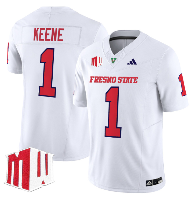 Mikey Keene Jersey #1 Fresno State Bulldogs 2024 Stitched White