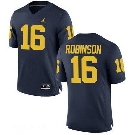 Michigan Wolverines #16 Denard Robinson Retired Navy Blue Stitched College Football Brand Jordan NCAA Jersey