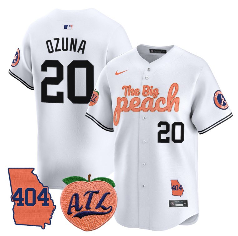 Marcell Ozuna Jersey #20 Atlanta Braves 404 & The Big Peach Premier Limited Stitched White