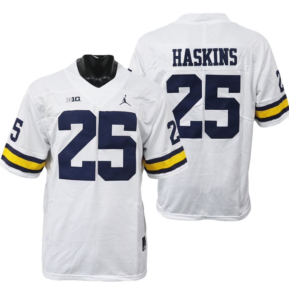 Michigan Wolverines Hassan Haskins Jersey #25 College Football Game White