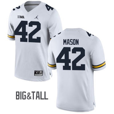 Michigan Wolverines #42 Ben Mason White Big&Tall Performance Jersey
