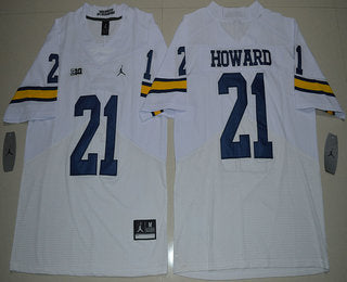 Michigan Wolverines #21 Desmond Howard White Stitched NCAA Brand Jordan College Football Elite Jersey