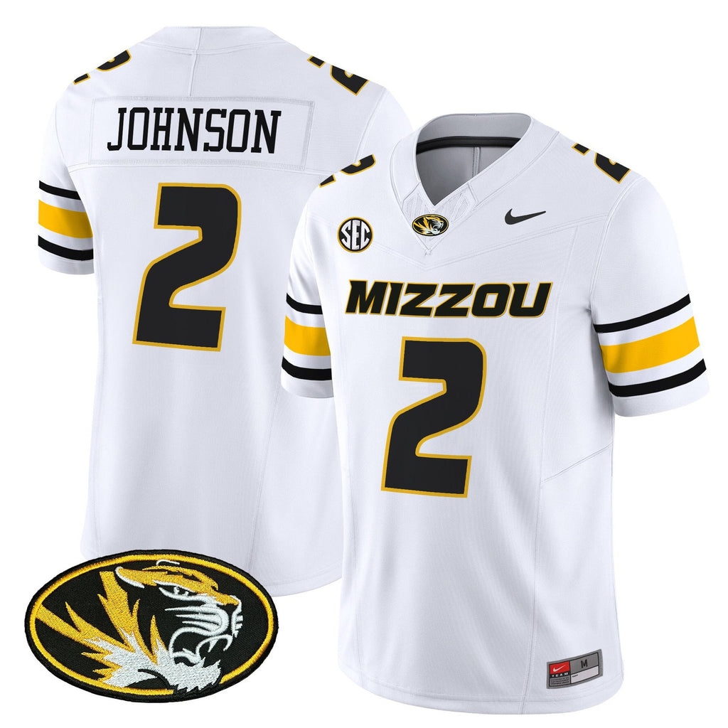 Marquis Johnson Jersey #2 Missouri Tigers 2025 Vapor Limited Stitched White