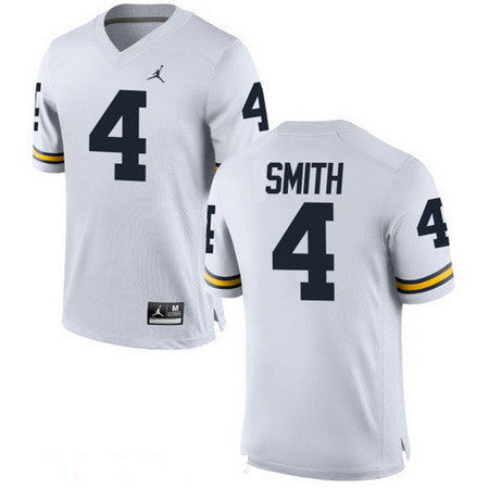 Michigan Wolverines #4 De'Veon Smith White Stitched College Football Brand Jordan NCAA Jersey
