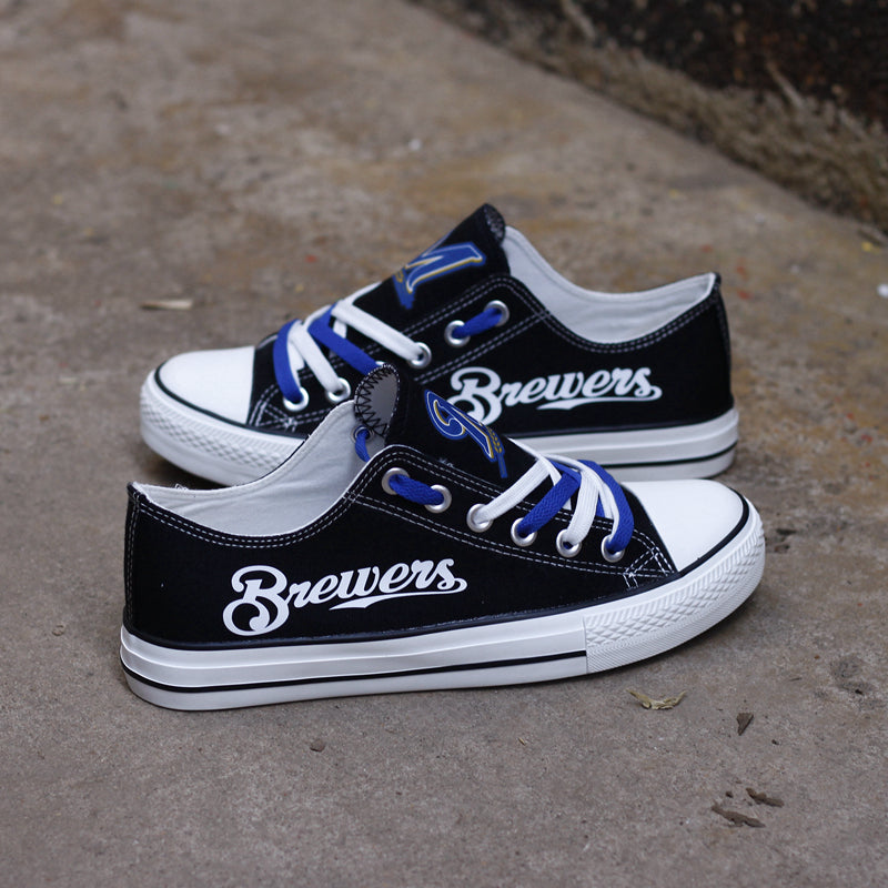 Milwaukee Brewers Limited Print MLB Baseball Fans Low Top Canvas Shoes Sport Sneakers T-DJ289H
