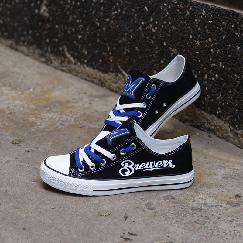 Milwaukee Brewers Limited Print MLB Baseball Fans Low Top Canvas Shoes Sport Sneakers T-DJ289H