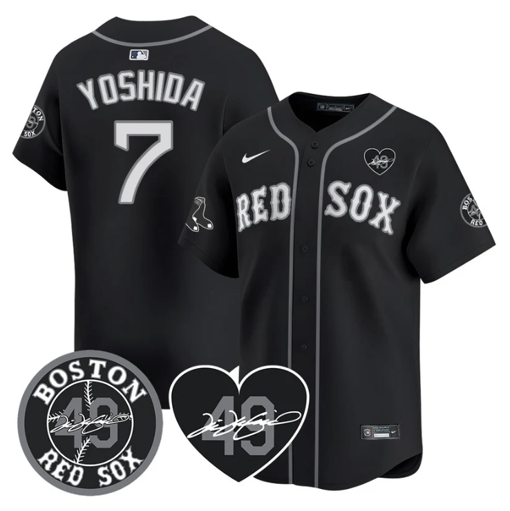 Masataka Yoshida Jersey #7 Boston Red Sox Tim Wakefield Memorial Patch Stitched Black