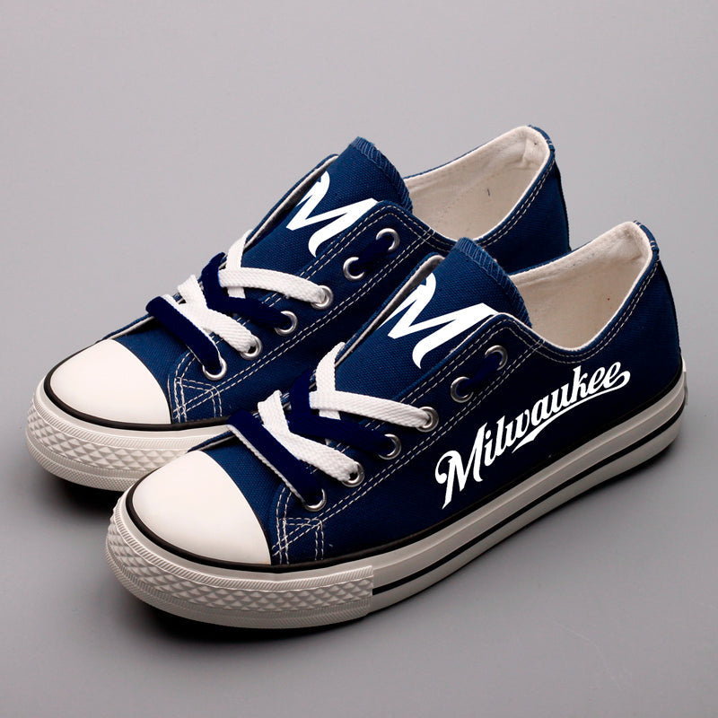 Milwaukee Brewers Limited Print MLB Baseball Fans Low Top Canvas Shoes Sport Sneakers T-DAC131L