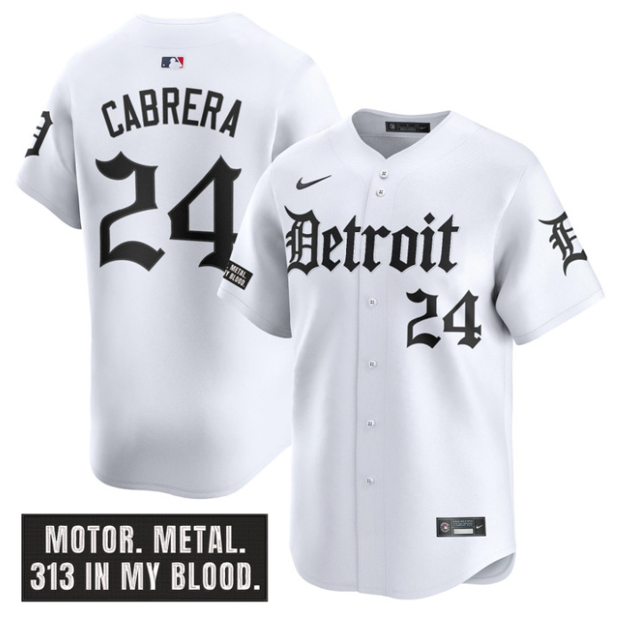 Miguel Cabrera Jersey #24 Detroit Tigers Motor Gothic Edition Vapor Limited Stitched White