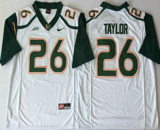 Miami Hurricanes #26 Sean Taylor White Stitched NCAA College Football Jersey