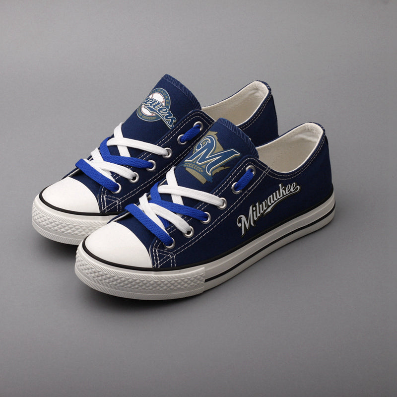 Milwaukee Brewers Limited Print MLB Baseball Fans Low Top Canvas Shoes Sport Sneakers T-DAC77L