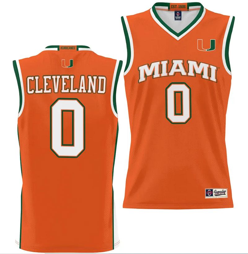 Matthew Cleveland Jersey #0 Miami Hurricanes NIL College Basketball Lightweight Orange