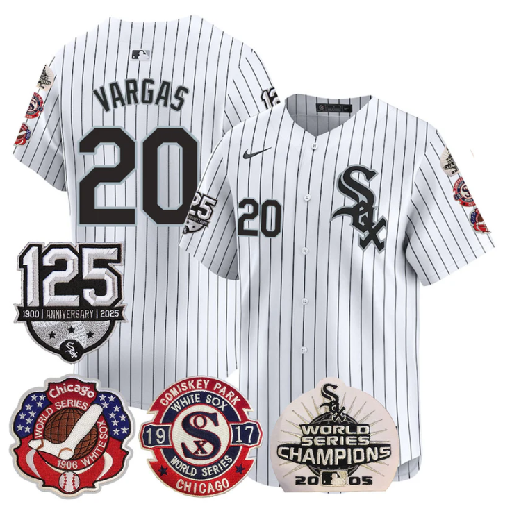 Miguel Vargas Jersey #20 Chicago White Sox 125th Anniversary World Series Champions White