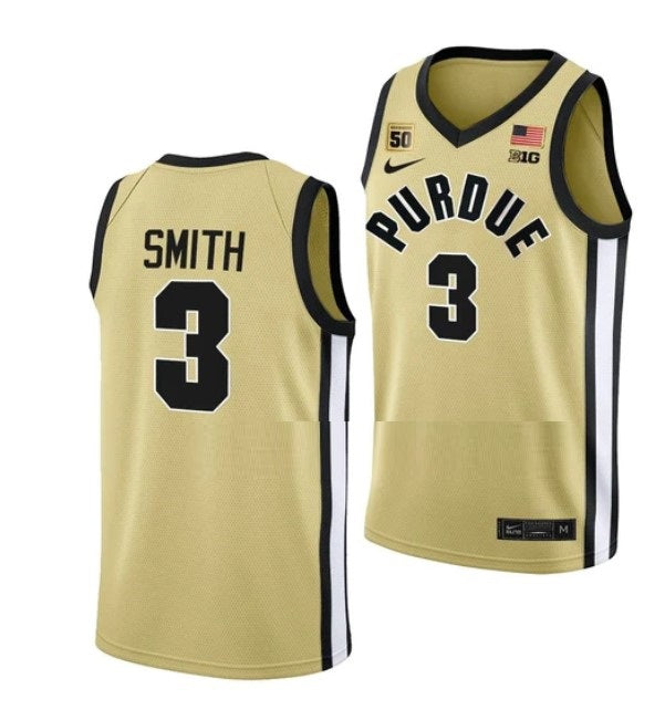 Men's #3 Braden Smith Jersey Purdue Boilermakers College Basketball Jerseys  Gold