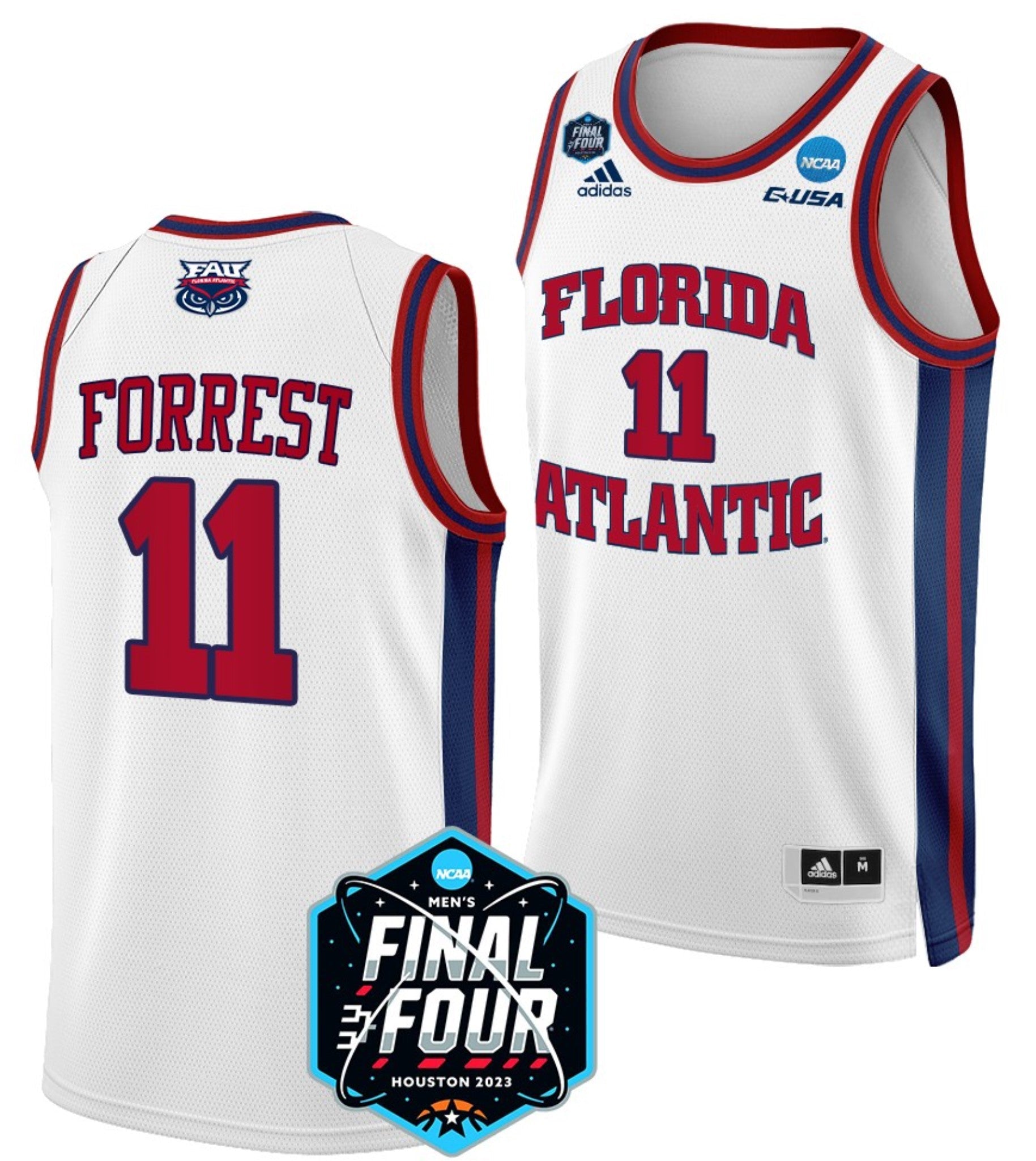 Michael Forrest Jersey FAU Owls College Basketball 2023 NCAA Final Four White #11