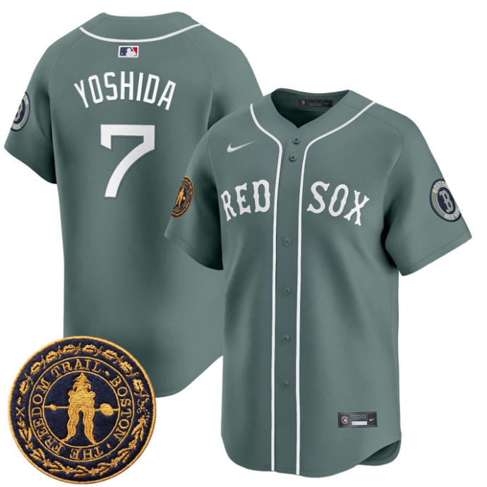 Masataka Yoshida Jersey #7 Boston Red Sox Freedom Trail Patch Vapor Premier Limited Stitched Green