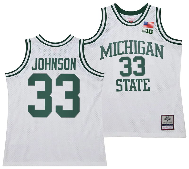 Magic Johnson Jersey #30 Michigan State Spartans 125th Basketball Anniversary 1990 Throwback White