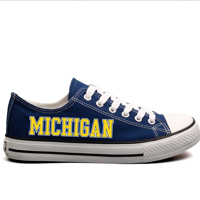 Michigan Wolverines Limited Print NCAA College Students Low Top Canvas Shoes Sport Sneakers 1