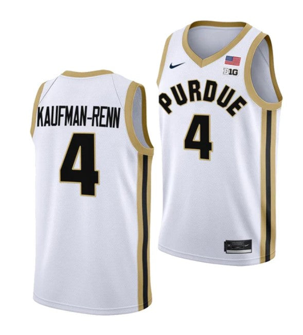 Men's #4 Trey Kaufman Renn Jersey Purdue Boilermakers College Basketball Jerseys White