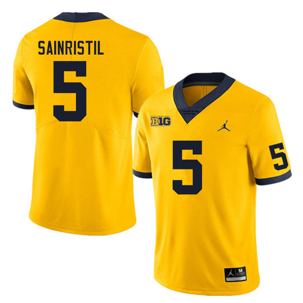 Michigan Wolverines Mike Sainristil Jersey #5 College Football Game Yellow