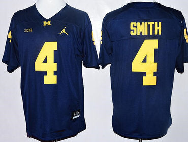 Michigan Wolverines #4 De'Veon Smith Navy Blue Stitched NCAA Brand Jordan College Football Jersey