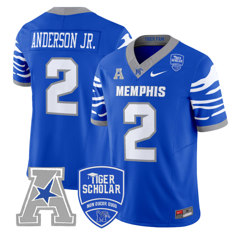 Mario Anderson Jr Jersey #2 Memphis Tigers 2024 Vapor Limited Stitched Royal
