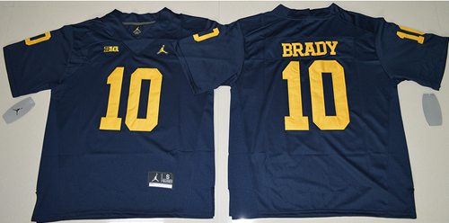 Michigan Wolverines #10 Tom Brady Navy Blue Stitched NCAA Brand Jordan College Football Jersey