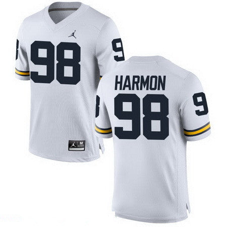 Michigan Wolverines #98 Tom Harmon Retired White Stitched College Football Brand Jordan NCAA Jersey