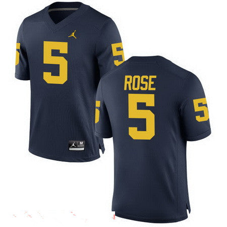 Michigan Wolverines #5 Jalen Rose Retired Navy Blue Stitched College Football Brand Jordan NCAA Jersey