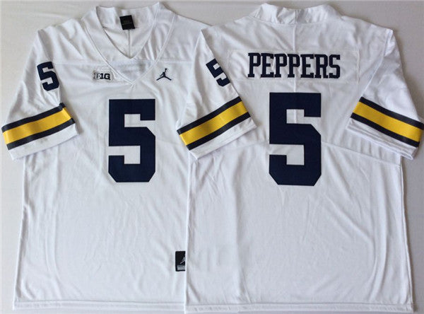 Michigan Wolverines Jabrill Peppers Jersey #5 College Football Game White