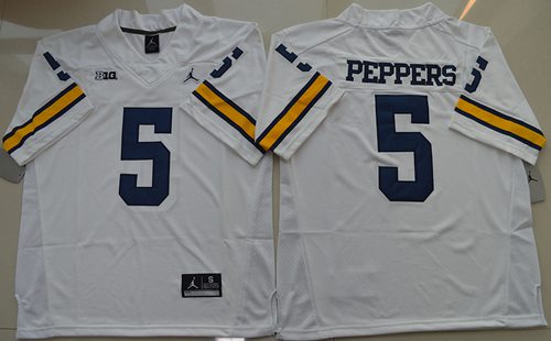 Michigan Wolverines #5 Jalen Rose Retired White Stitched College Football Brand Jordan NCAA Jersey