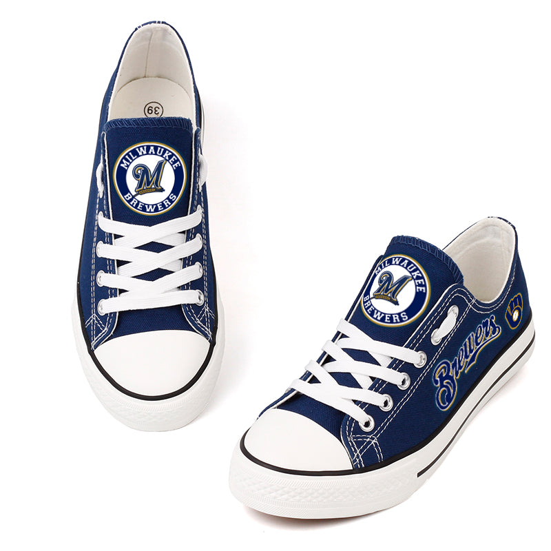 Milwaukee Brewers Limited Print MLB Baseball Fans Low Top Canvas Shoes Sport Sneakers T-DAC182L