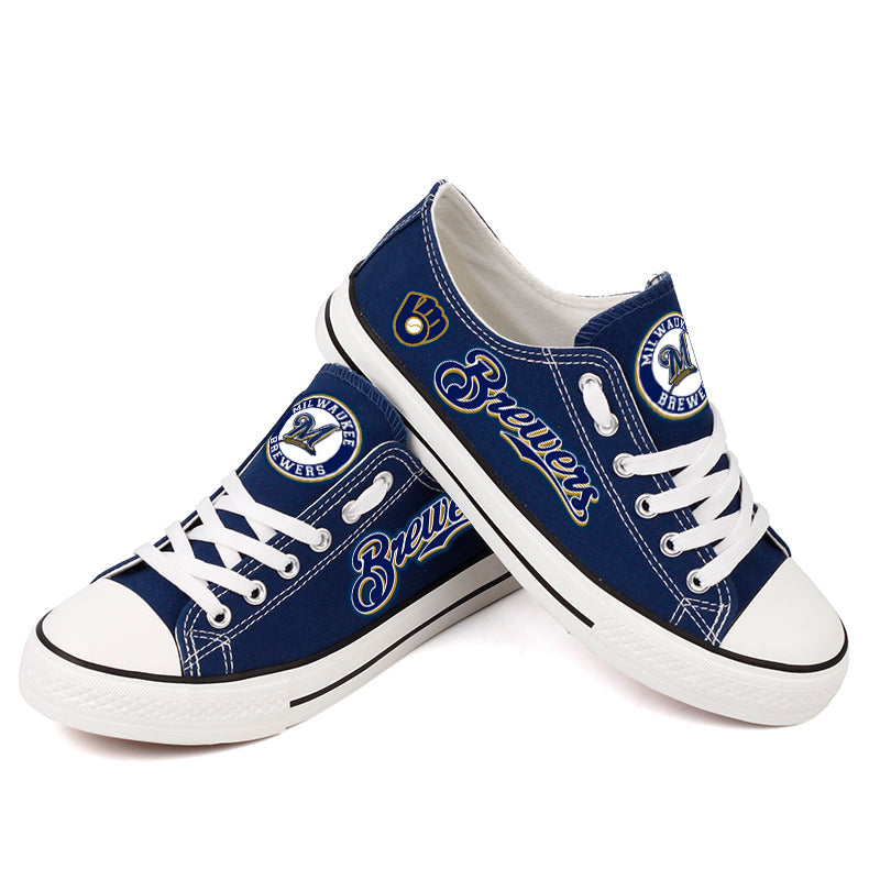 Milwaukee Brewers Limited Print MLB Baseball Fans Low Top Canvas Shoes Sport Sneakers T-DAC182L