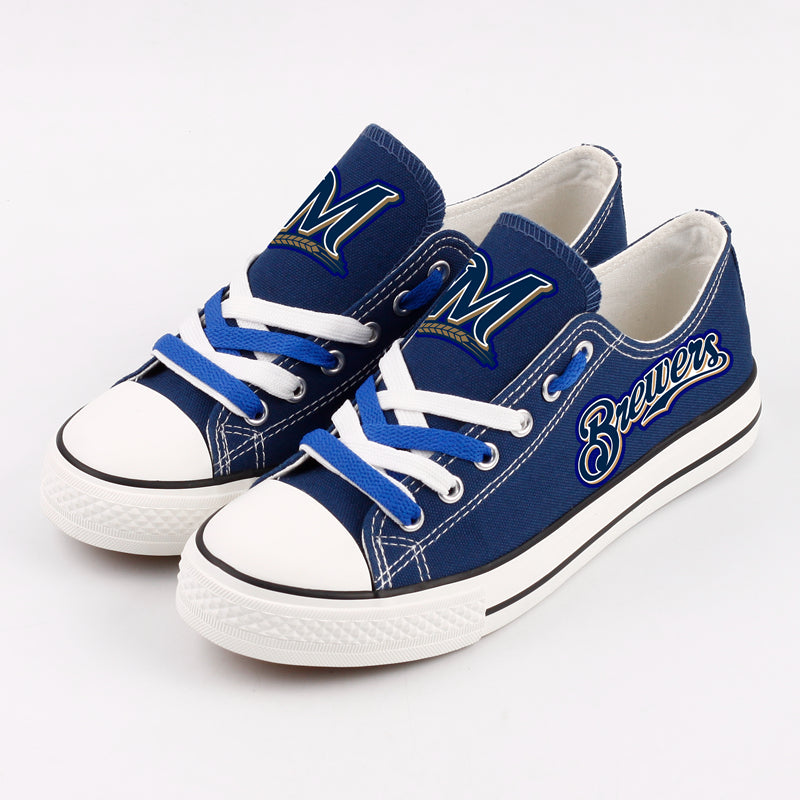 Milwaukee Brewers Limited Print MLB Baseball Fans Low Top Canvas Shoes Sport Sneakers T-DJ291L