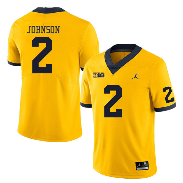 Michigan Wolverines Will Johnson Jersey #2 College Football Game Yellow