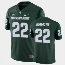 Michigan State Spartans #22 Jordon Simmons College Football Green Game Jersey