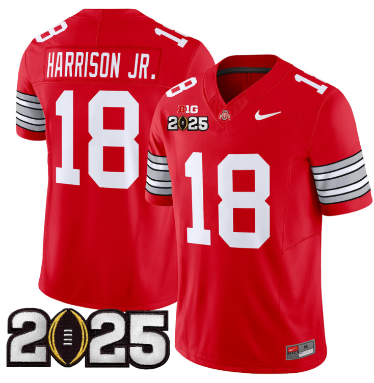 Marvin Harrison Jr Jersey #18 Ohio State 'Heritage Stripe' 2025 CFP Final Red