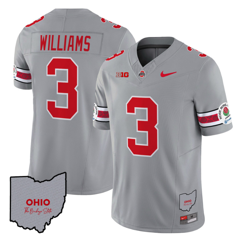 Quinshon Judkins Jersey #1 Ohio State Rose Bowl Patch Football V3 Stitched Black