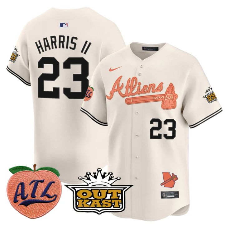 Michael Harris II Jersey #23 Atlanta Braves Atliens Peach Vapor Premier Limited Stitched Cream