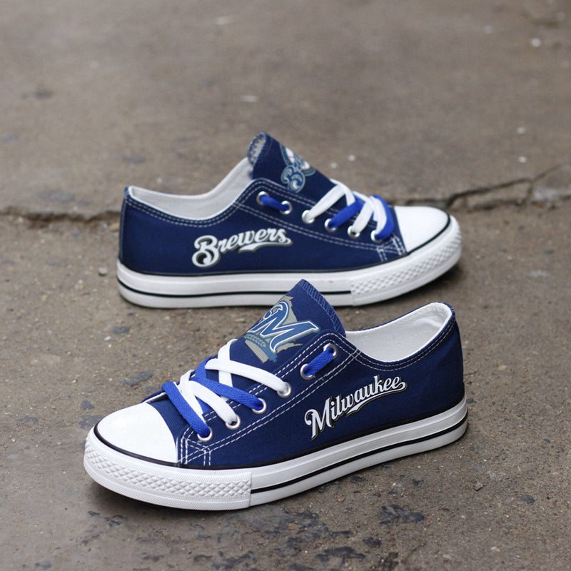 Milwaukee Brewers Limited Print MLB Baseball Fans Low Top Canvas Shoes Sport Sneakers T-DAC77L