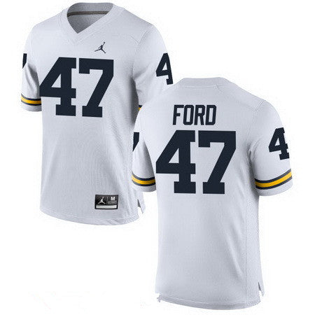 Michigan Wolverines #47 Gerald Ford White Stitched College Football Brand Jordan NCAA Jersey